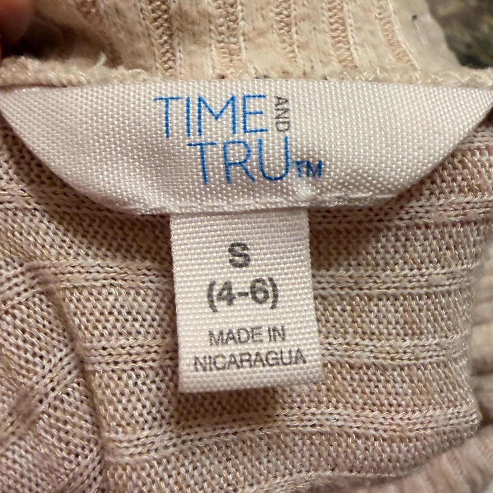Time and Tru Cream Open-Knit Women's Crew Sweater